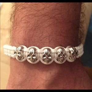 Men's Skull Handmade Wax Rope Adjust Bracelet